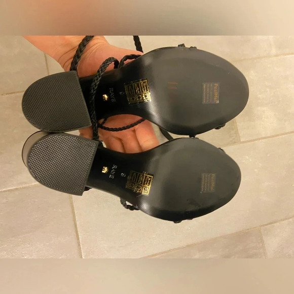 RAYE Melissa Braided Leather Heels Black Size 9 - Picture 6 of 7